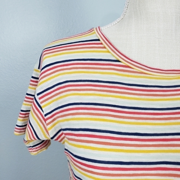 MADEWELL Women's  Whisper Cotton Crewneck Tee Rainbow Stripe Twee Sz XXS - Picture 2 of 7
